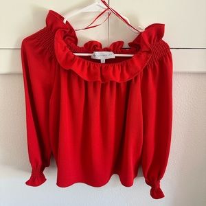 High quality Tuckernuck off the shoulder red ruffle blouse